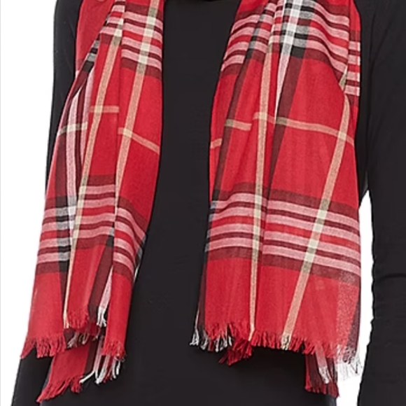 🌺Red Classic Plaid Lightweight Scarf - Picture 3 of 3